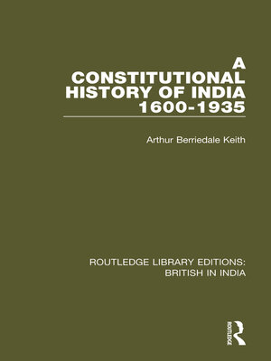cover image of A Constitutional History of India, 1600-1935